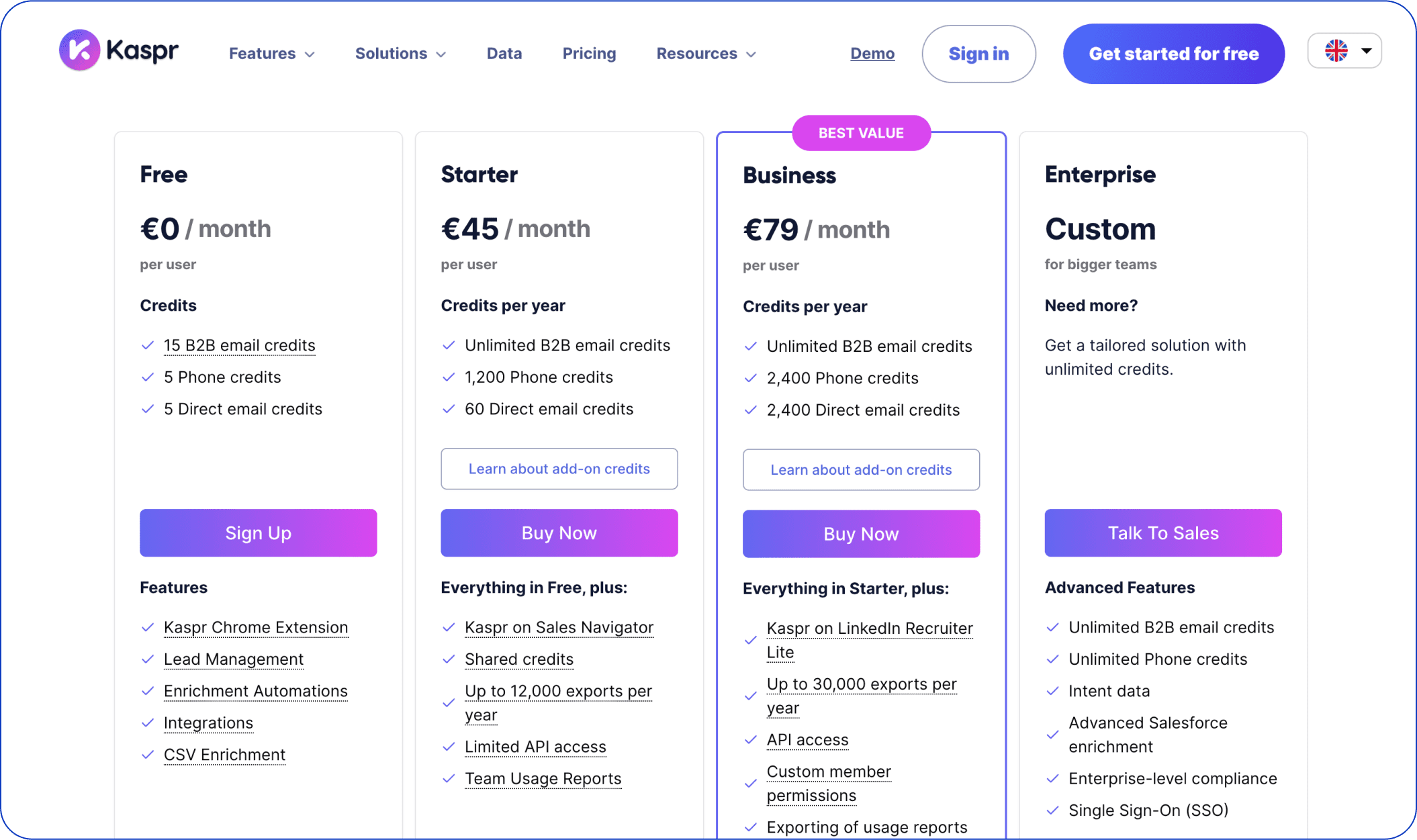 kaspr pricing