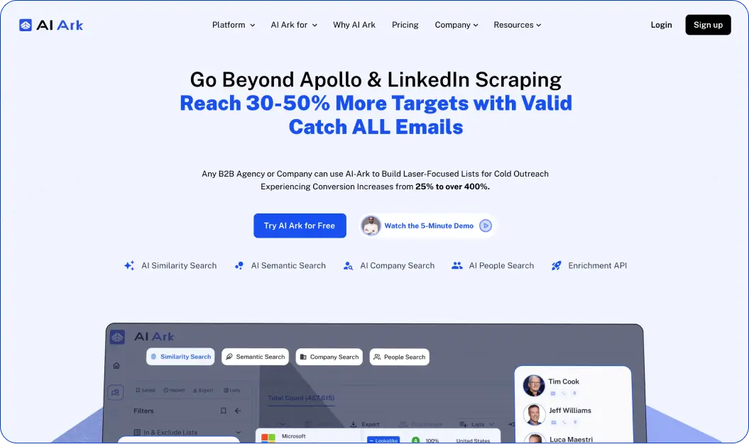 B2B Contact database provider: AI Ark