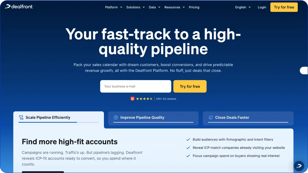 B2B contact database providers: Dealfront