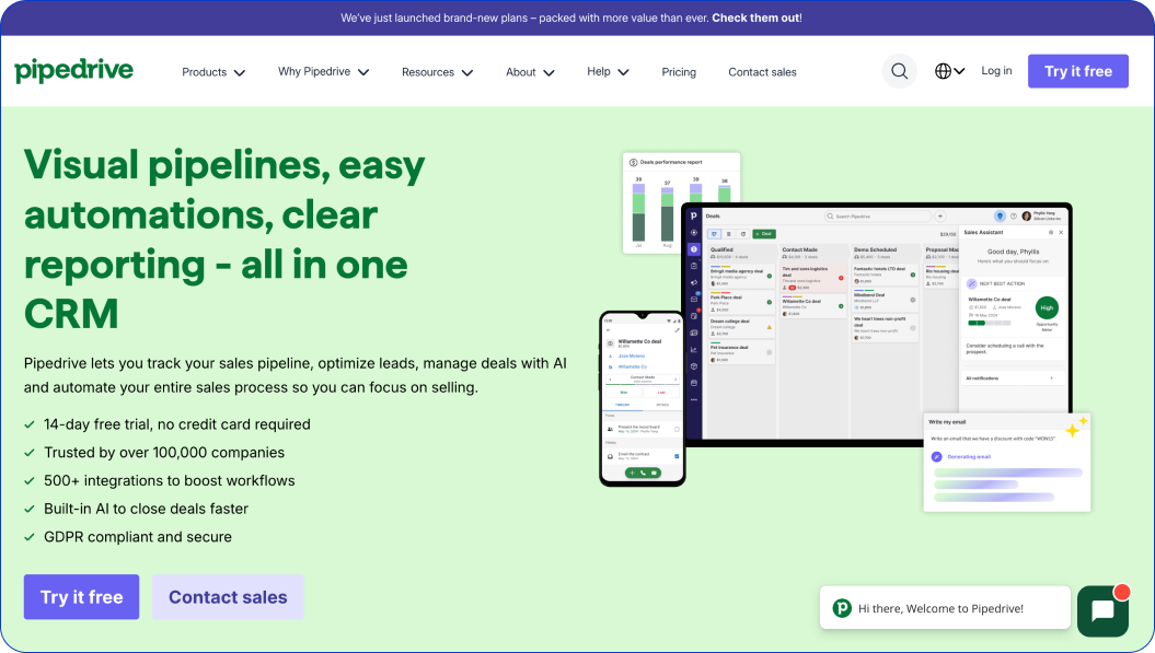 B2B contact database providers: pipedrive