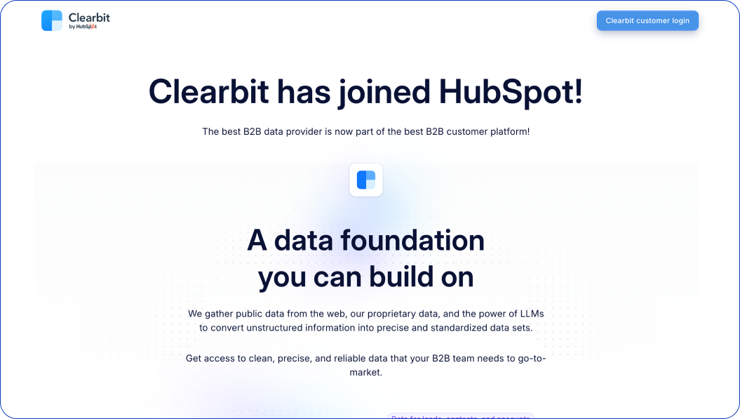 B2B contact database providers: Clearbit